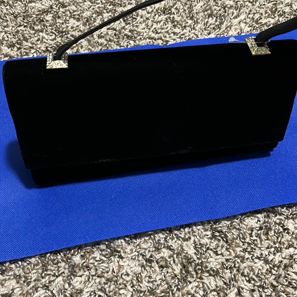 Black velvety small shoulder or hand bag